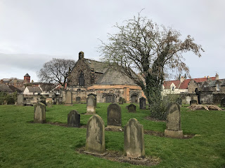 View over graveyard to St Margaret’s Church and St Triduana’s Chapel, Restalrig, Edinburgh.  Photo by Kevin Nosferatu for the Skulferatu Project