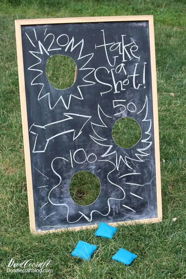 Upcycle an old chalkboard into a versatile bean bag toss game...perfect for a carnival, party or hours of outside play time!