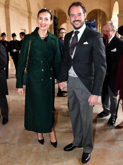 Diamond tiara. Princess Alessandra in Andrew Gn dress, Princess Beatrice in Topshop coat and The Vampire's Wife dress. Princess Stephanie