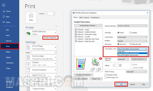 cara print bolak balik printer epson l360 cara print bolak balik printer epson l360