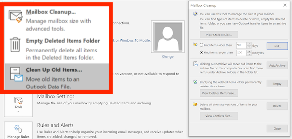 Средство очистки почтового ящика Ошибка Outlook 0x8004060c Отправить/получить