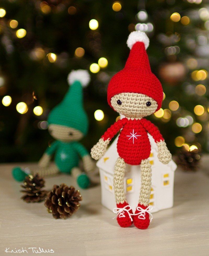 Рождественский эльф амигуруми