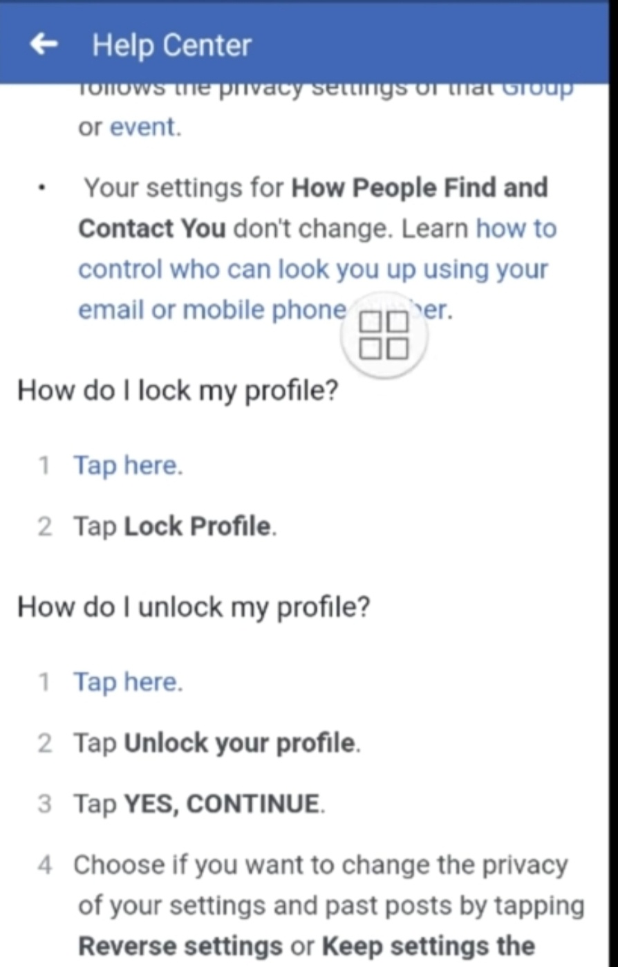 Facebook lock profile Help Center page How do locked profiles work on Facebook