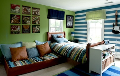 Habitación juvenil en verde y azul - Ideas para decorar dormitorios