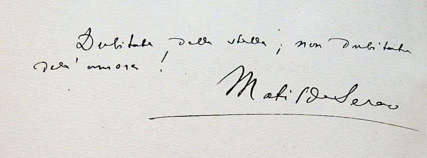 "Scritto autografo della scrittrice e giornalista partenopea Matilde Serao"