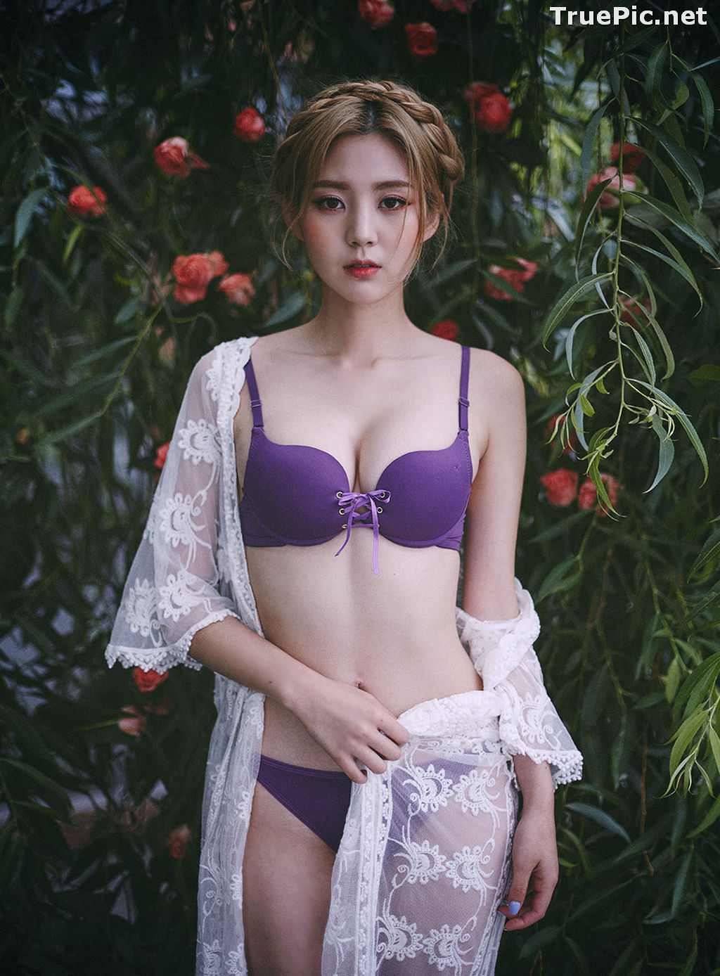 Image Lee Chae Eun - Korean Fashion Model - Purple Lingerie Set - TruePic.net - Picture-2