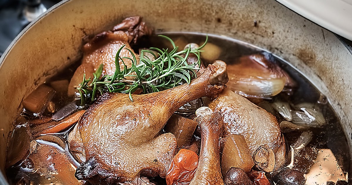 Chef and Sommelier Braised Duck Legs in Balsamic Red Wine Sauce