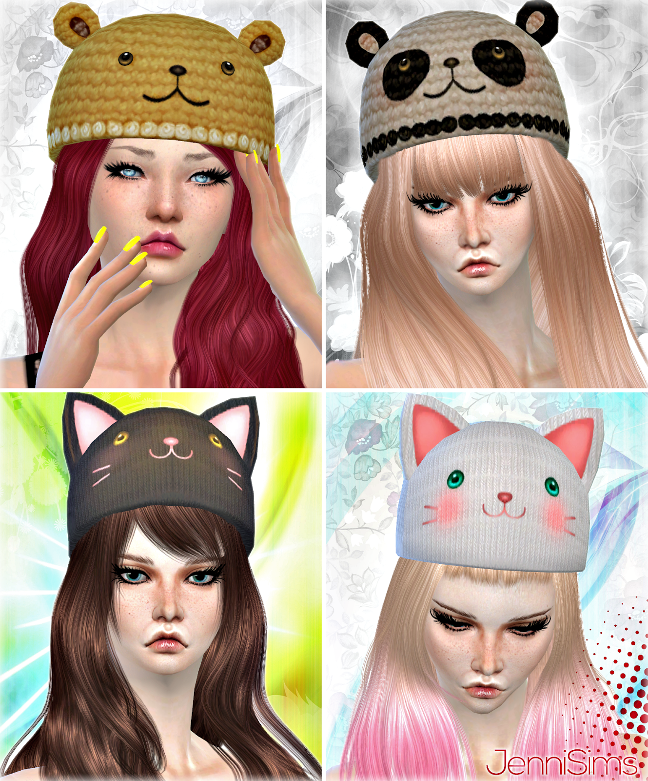 Downloads Sims 4sets Of Hatsbearpandakittyfrogmale Female