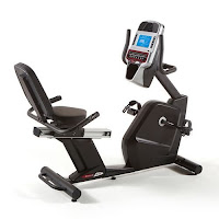 Sole R72 Recumbent Bike, step-through frame design, with 20 levels of ECB magnetic resistance, 10 pre-set programs, adjustable seat with backrest for comfort