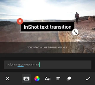 inshot text transition type the caption