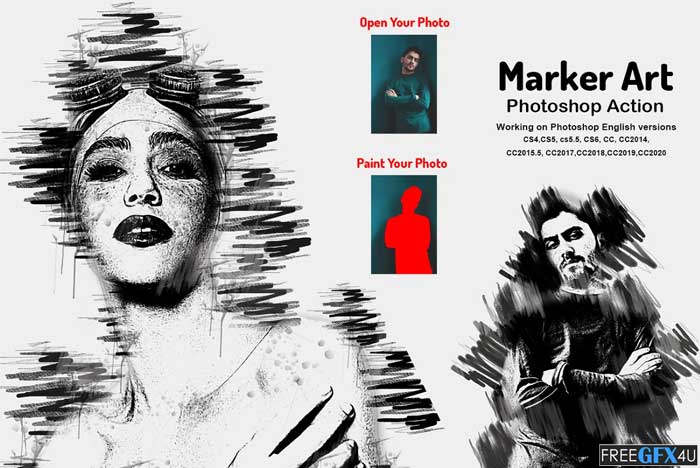 CreativeMarket - Marker Art Photoshop Action Marker Art Photoshop Action
