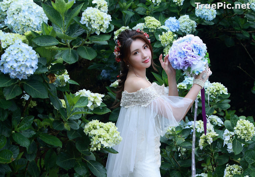 Image Taiwanese Model - 張倫甄 - Beautiful Bride and Hydrangea Flowers - TruePic.net - Picture-20
