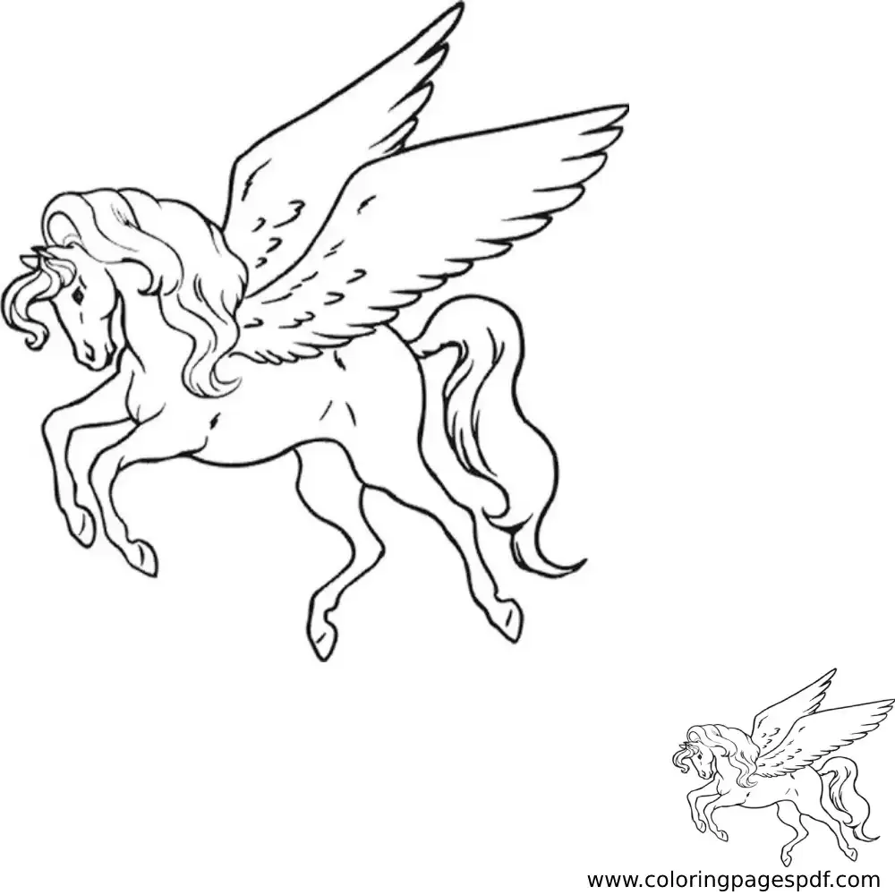 Coloring Page Of A Sad Unicorn Flying