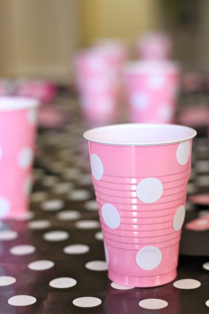 Pink solo cups and white dot stickers from staples Barbara's Life