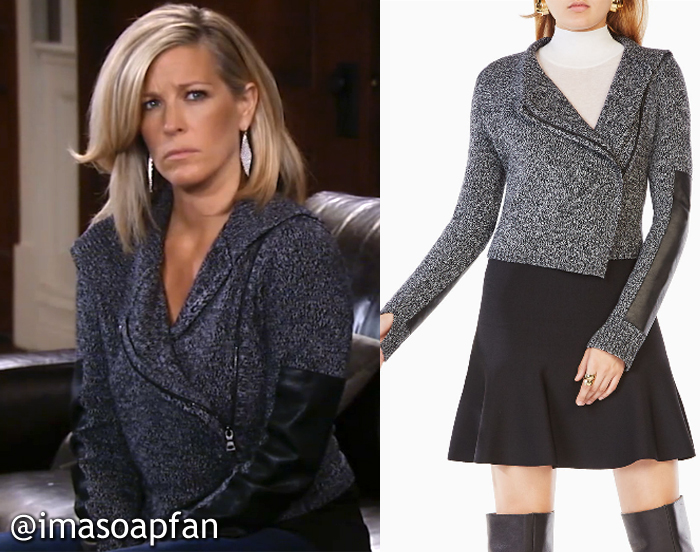 Carly Corinthos's Marled Grey Cardigan with Faux Leather Panels ...