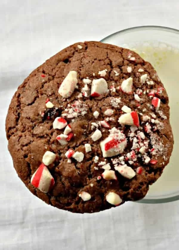 Peppermint Chocolate Chip Mocha Cookies recipe is a favorite Christmas Cookie with Chocolate Peppermint Cookies filled with chocolate chips and peppermint pieces from Serena Bakes Simply From Scratch.