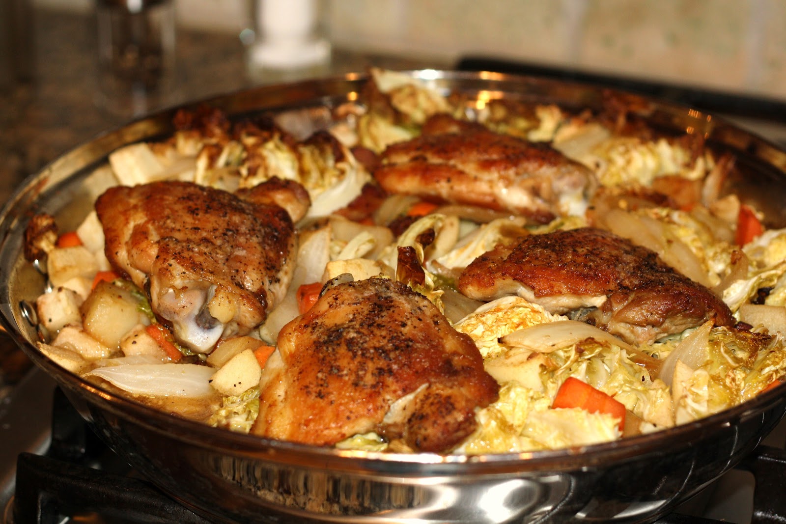 what's for dinner? braised chicken thighs with winter vegetables... 1