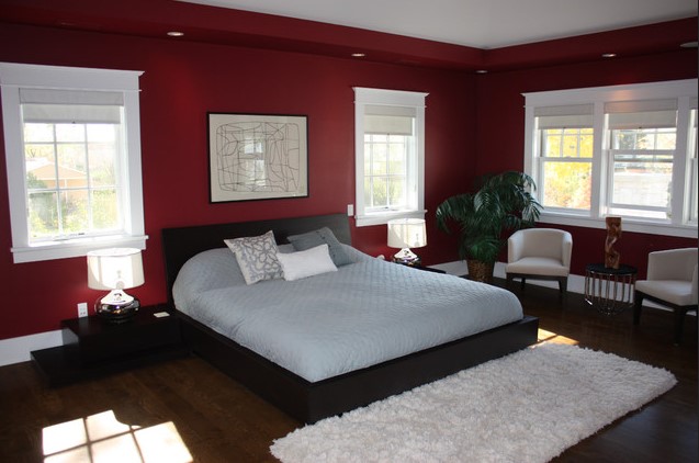 Dark Red Accent Wall Bedroom Ideas
