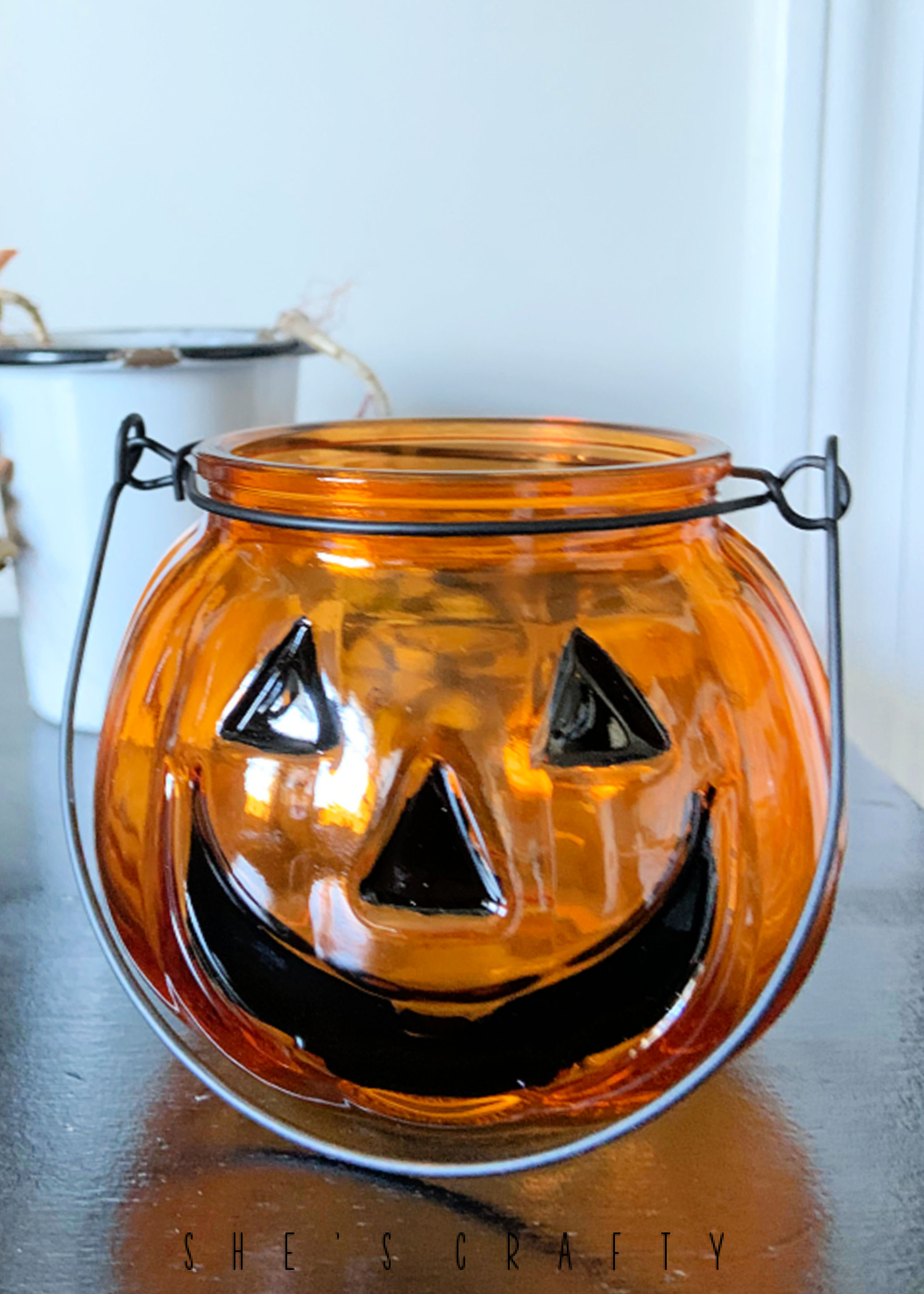 She's Crafty Jack O' Lantern Succulent Planters for Halloween