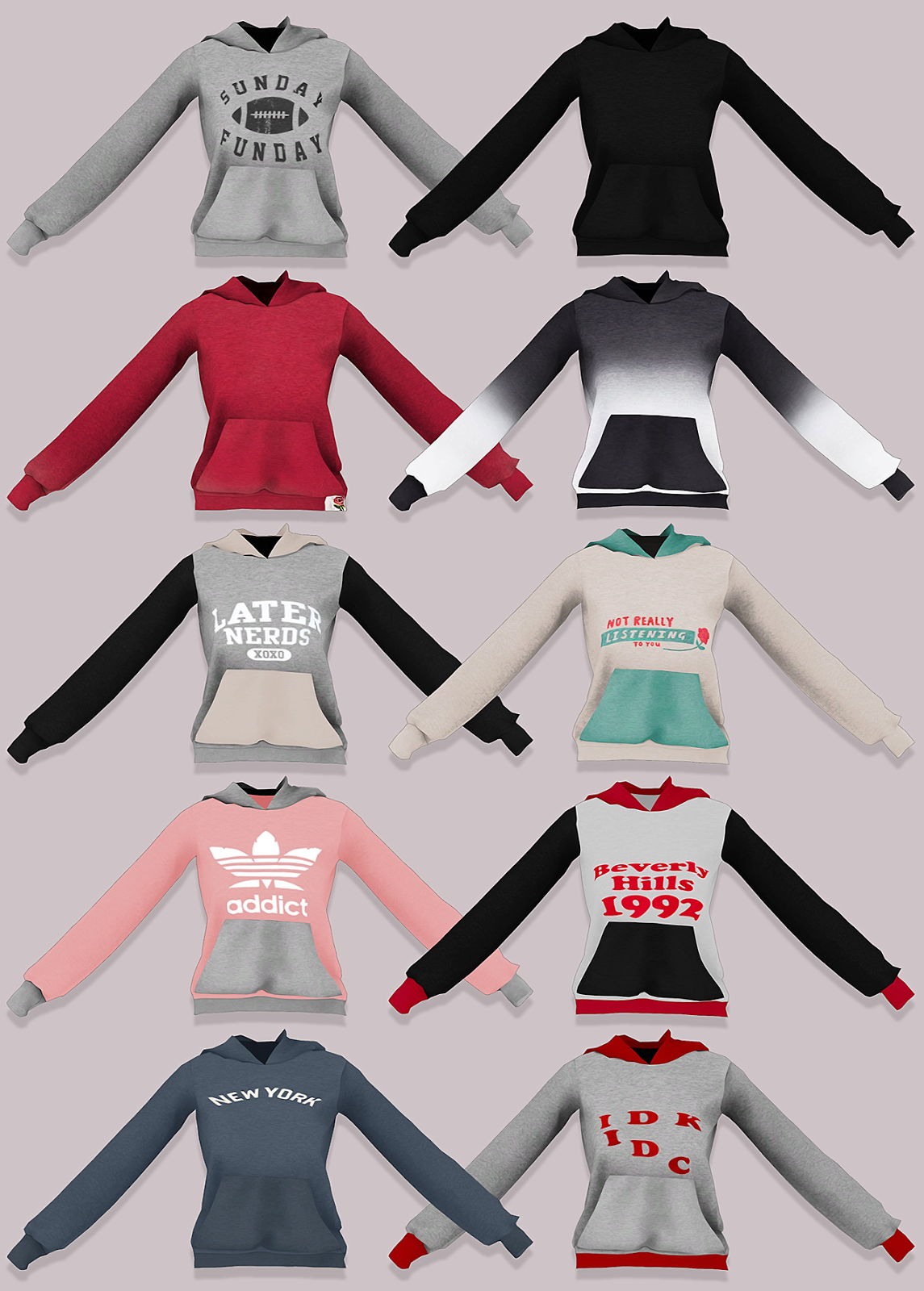 Sims 4 CC's The Best Rin College Hoodie by Lumy Sims