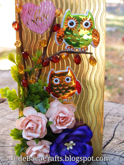 Handmade Owl Flower Love Card by CdeBaca Crafts.