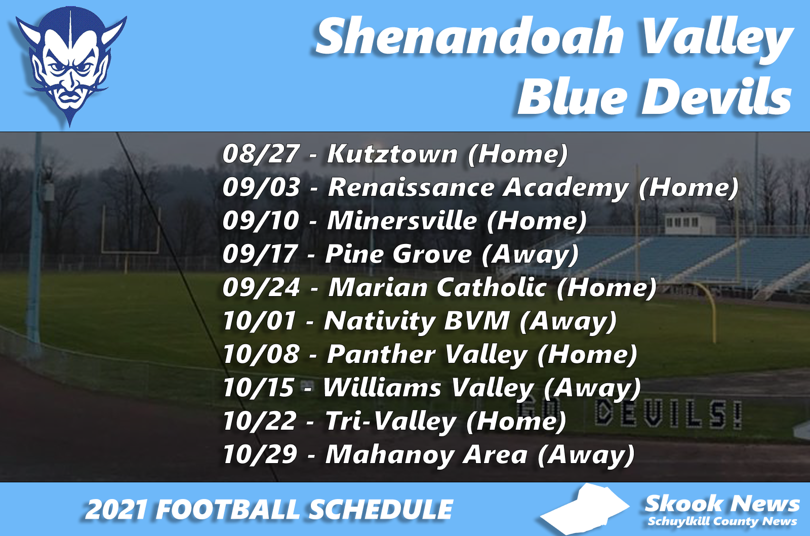 HIGH SCHOOL FOOTBALL: Shenandoah Valley Blue Devils Football Schedule 2021 HIGH SCHOOL FOOTBALL: Shenandoah Valley Blue Devils Football Schedule 2021