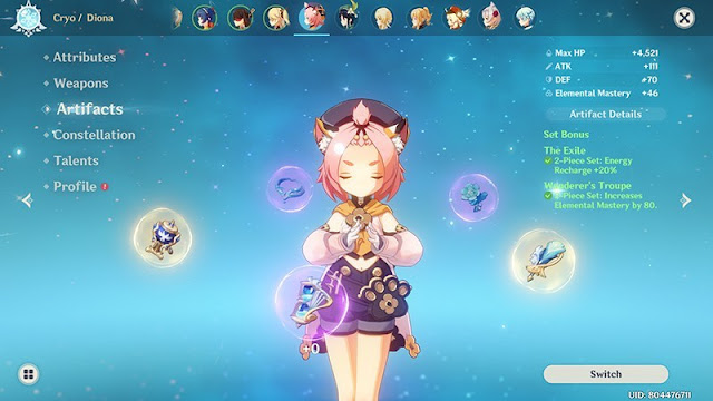 Best Build For Diona In Genshin Impact Lineup Artifact And Weapon Gamevos