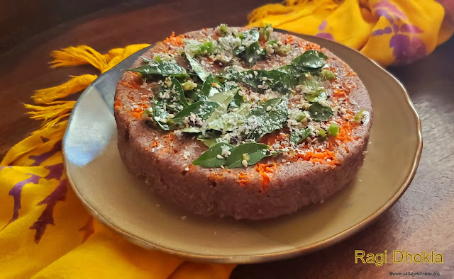 images of Instant Ragi Rava Dhokla / Ragi Dhokla / Finger Millet Dhokla- Millets Recipes