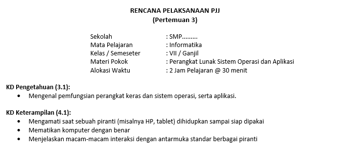Download RPP Informatika KD 3.1 Pertemuan Ke3 SMP/MTs