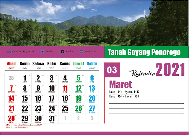 Kalender 2021 Bulan Maret