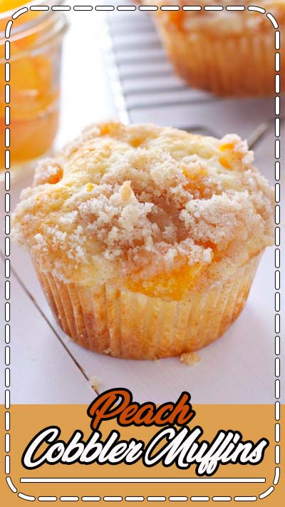 These Peach Cobbler Muffins are the perfect sweet snack! This is such an easy recipe that taste's just like Grandma's peach cobbler! And the best part? They're even easier to make than a traditional cobbler and have the perfect crumble topping! Recipe from thebusybaker.ca! #peachcobbler #peachcobblermuffins #peachmuffins