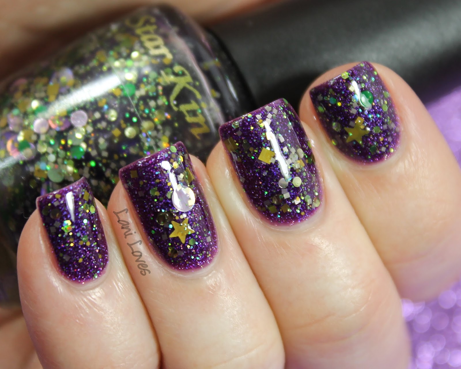 LA Girl Hologram Effect Purple Effect & Star Kin Eva nail polish swatch