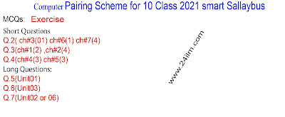 10th Class computer science pairing scheme 2021 10th Class computer science pairing scheme 2021