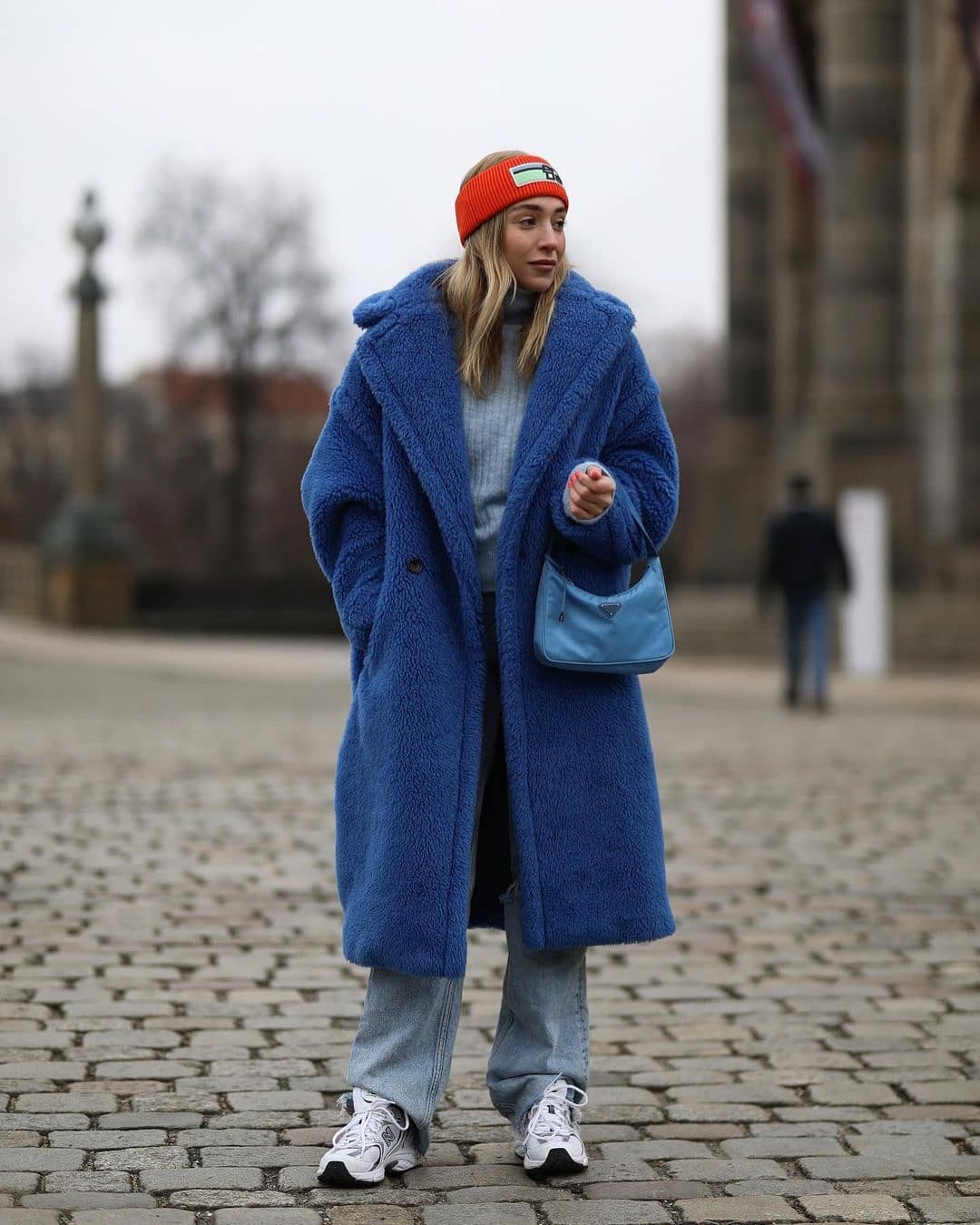 7 ways to wear a blue teddy bear coat this winter | Melody Jacob