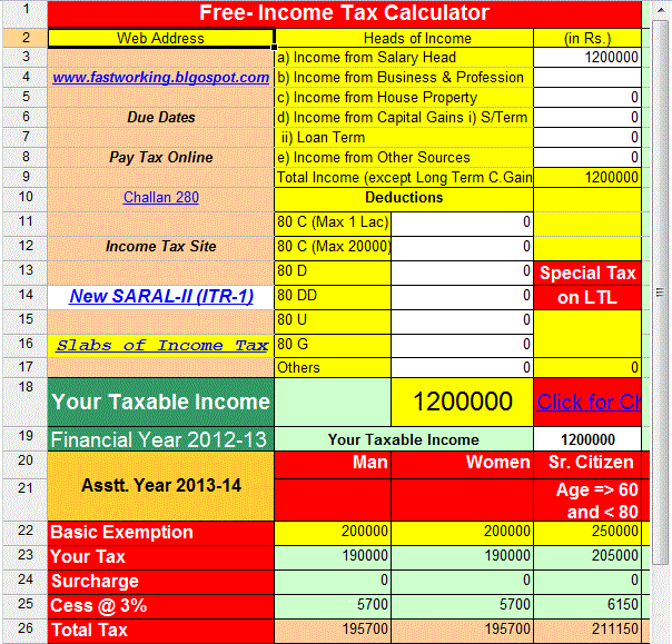 Tds Tax India Income Tax Calculator For Financial Year 2012 13 