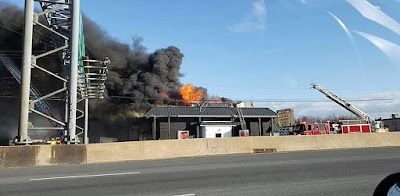 Playpen Lounge building (now a stripe joint) route35 North Sayreville, New Jersey on fire January 2020