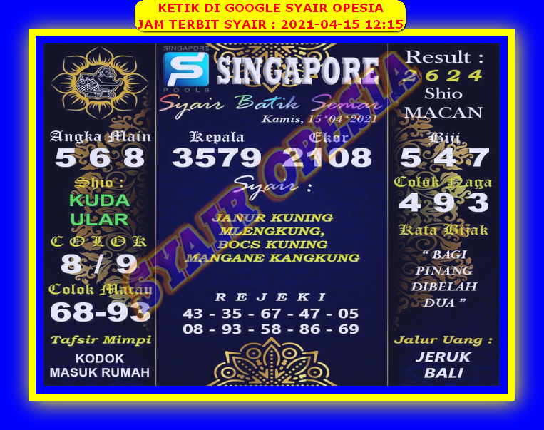 41 Syair sgp opesia kamis