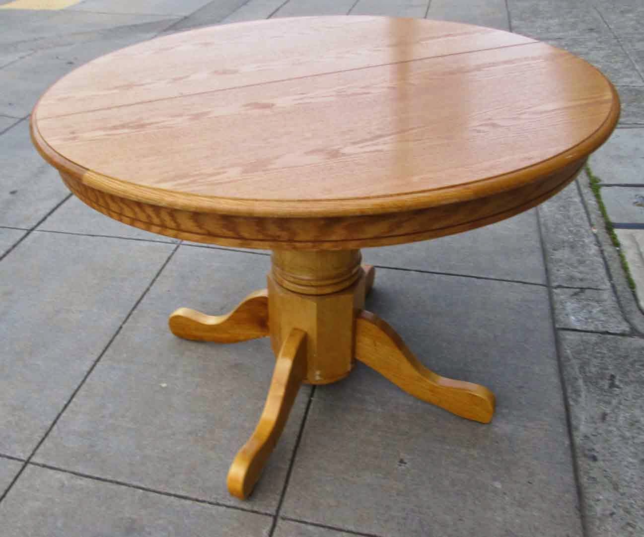 UHURU FURNITURE & COLLECTIBLES SOLD Oak Pedestal Table with Leaf 50