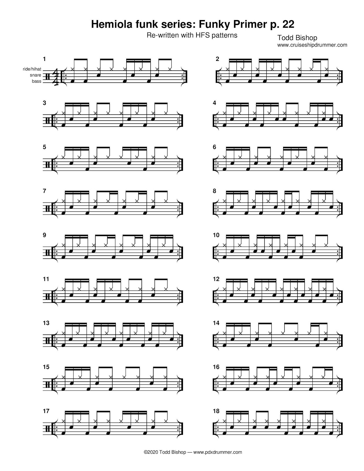 Cruise Ship Drummer! Hemiola funk series Funky Primer p. 22