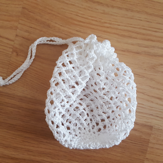 Crochet drawstring net bags