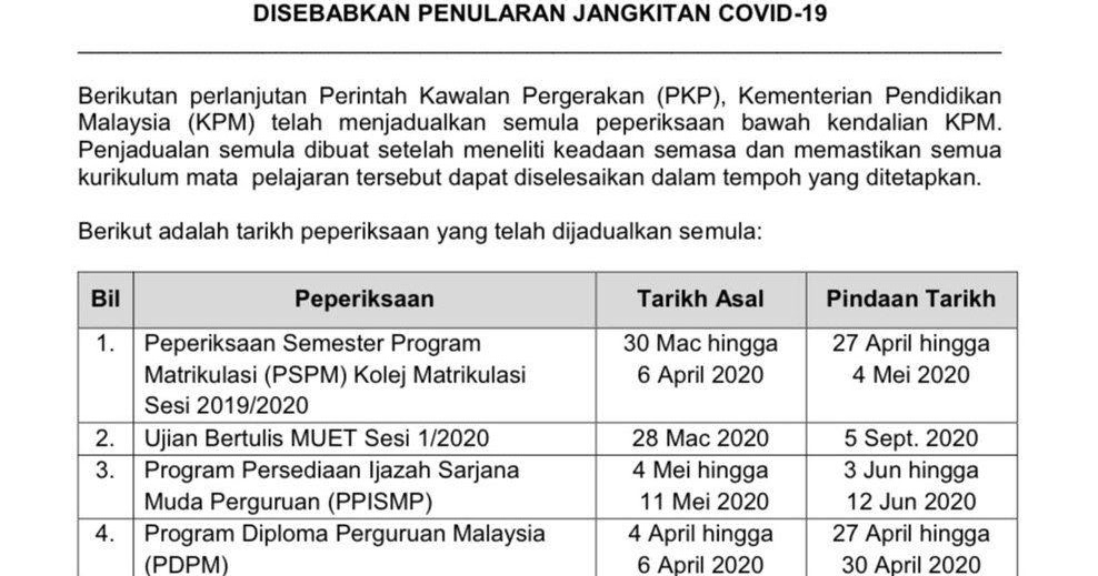 PENJADUALAN SEMULA PEPERIKSAAN ~ KOLEJ TINGKATAN ENAM PONTIAN