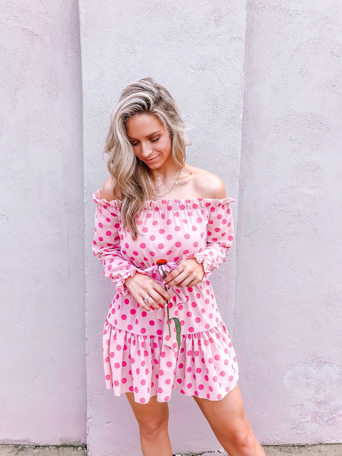 plt pink polka dot dress
