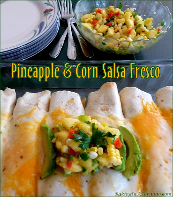 Pineapple and Corn Salsa Fresco bursts with fresh summer flavors. Serve with tortilla chips or as a complement to grilled fish, chicken, or over enchiladas. | Recipe developed by www.BakingInATornado.com