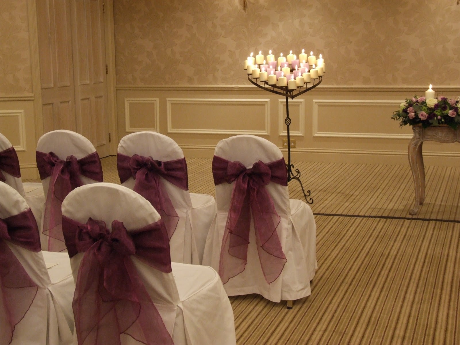 Crystal Flowers Wedding Chair covers & organza bows to hire Package
