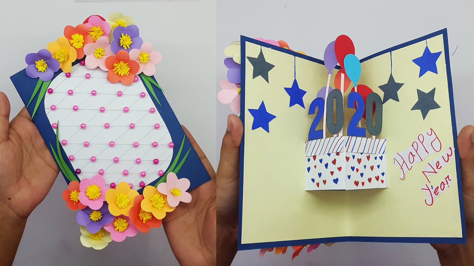Colors Paper Beautiful Handmade Happy New Year 2020 Card Idea Very Easy New Year Pop Up Greeting Cards Diy