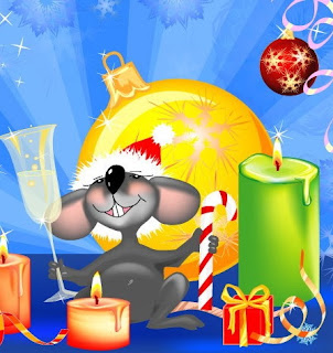 マウスとラットの年の美しいクリスマスカード 2024. マウスの年に無料、美しいライブクリスマスカード

