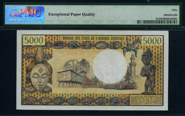 African money 5000 francs currency Chad CFA franc banknote