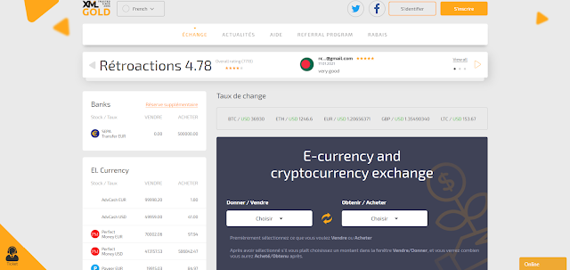 acheter et vendre des Dollar (USD) et Euro (EUR) Perfect Money