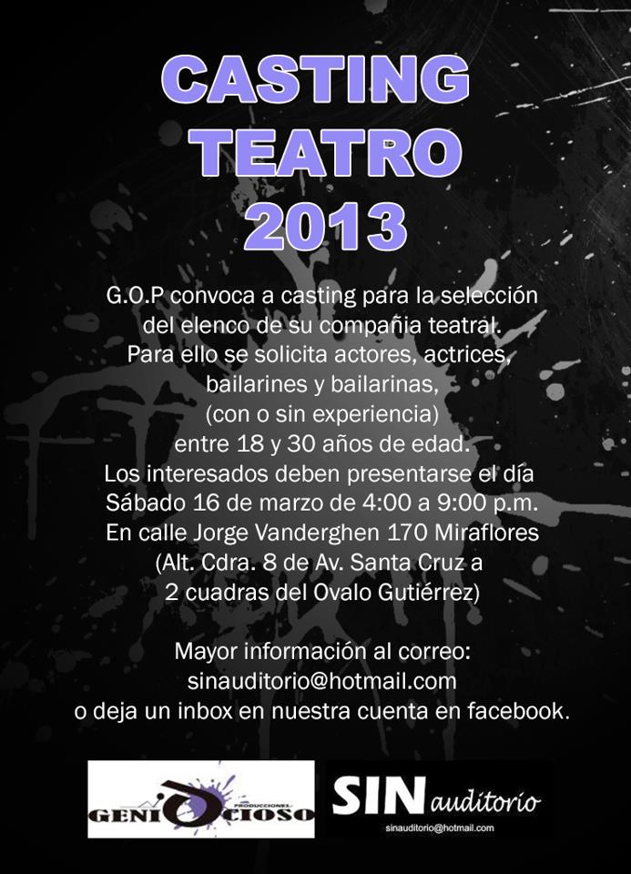 Genio Ocioso CASTING TEATRO 2013