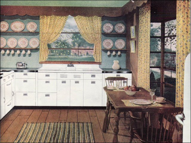 1940s kitchen with small table eye level